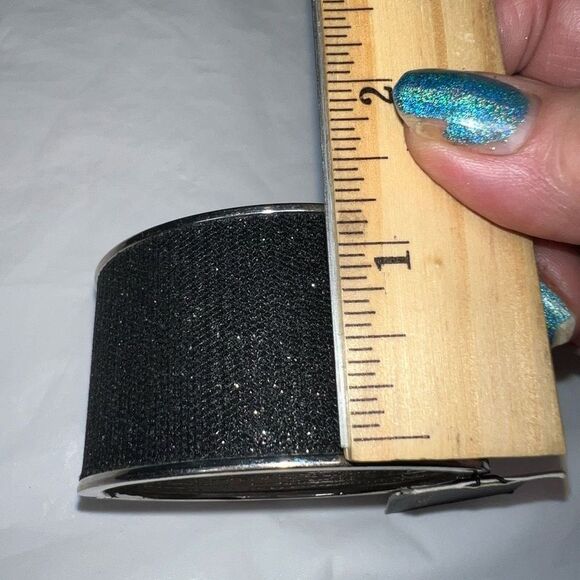 G by Gennaro Black Sparkle Spring Open Cuff Bracelet - Picture 8 of 10